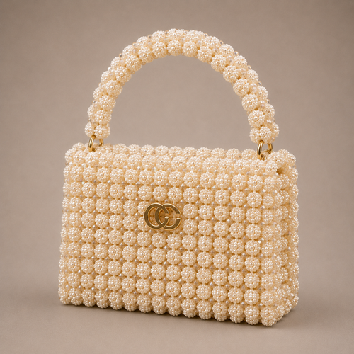 Ceylan Ivory Pearl Clasp bag, angled view