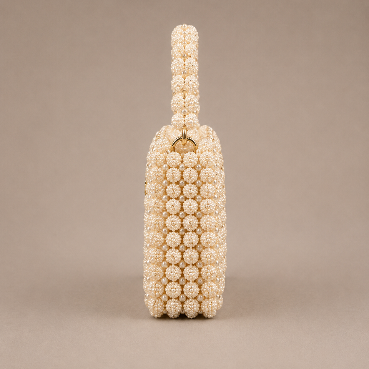Ceylan Ivory Pearl Clasp bag, side profile